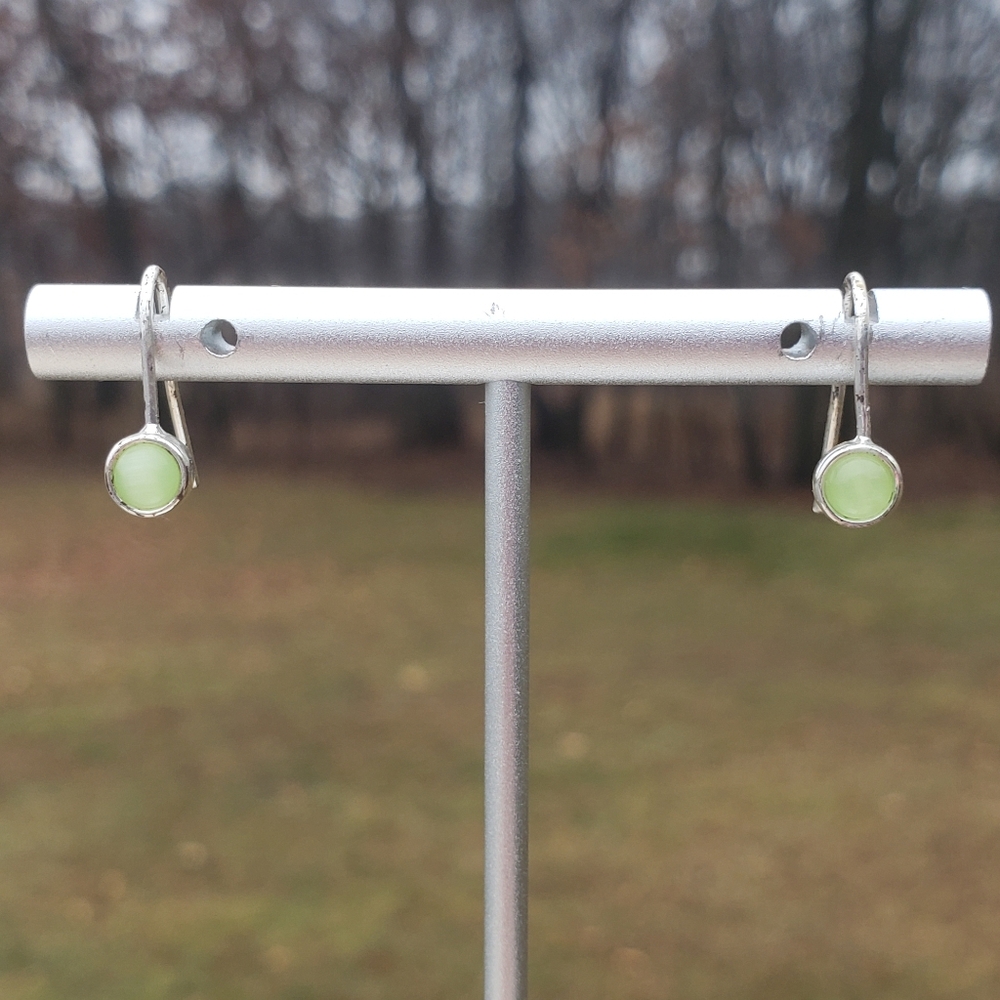 67. Green with Silver Accessories Drop Earrings